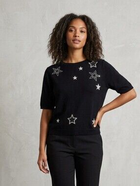 Star-Embellished Sequin Top